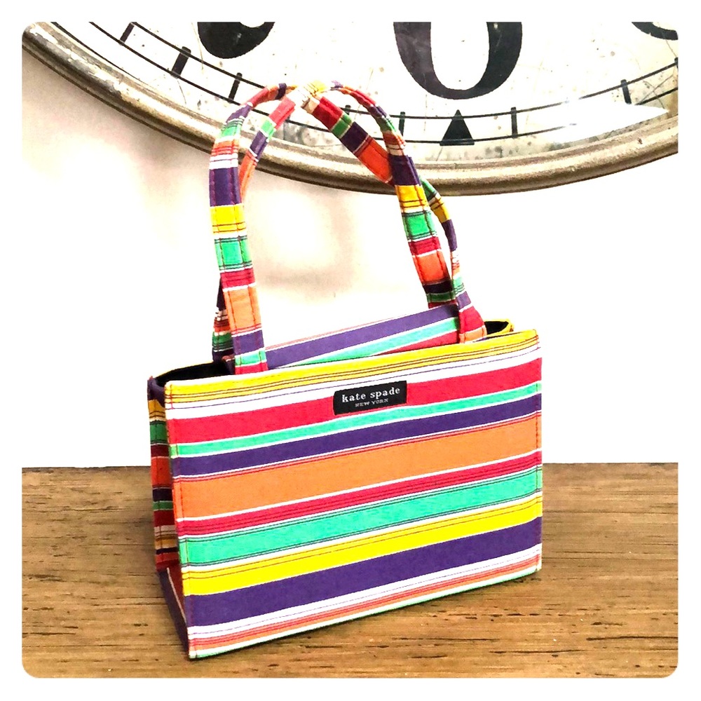 Faux Designer Striped HandBag